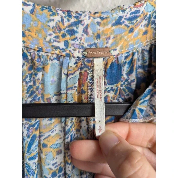 Free People maxi dress size S Feeling Groovy Blue floral boho festival - Picture 6 of 14